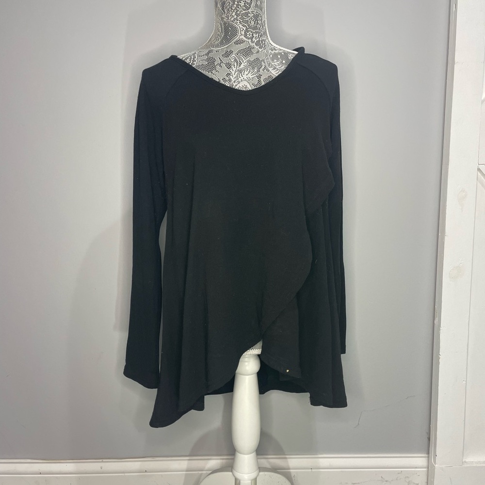 She + Sky Gray Asymmetrical Sweater Scoop Neck